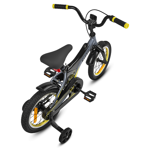 Детский велосипед "Cityride REVO", модель CR-B2-05, рама сталь, кожух цепи 100%, обода алюм. 14", втулки сталь, покрышки 2,125, страх. колеса, руль сталь. вынос сталь, задние ножные тормоза, передний клещевой, крылья пластик, отражатели пер/зад и на спицах, цвет серый - желтый в Джамбо Тойз #3