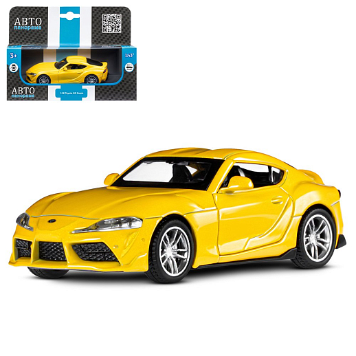 ТМ "Автопанорама" Машинка металлическая 1:38 Toyota GR Supra, желтый, откр. двери, инерция, в/к 17,5*12,5*6,5 см в Джамбо Тойз