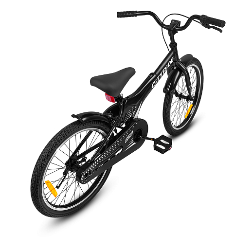 Детский велосипед "Cityride REVO", модель CR-B2-05, рама сталь, кожух цепи 100%, обода алюм. 20", втулки сталь, покрышки 2,125, подножка, руль сталь. вынос сталь, задние ножные тормоза, передний клещевой, крылья пластик, отражатели пер/зад и на спицах, цвет чёрный в Джамбо Тойз #9