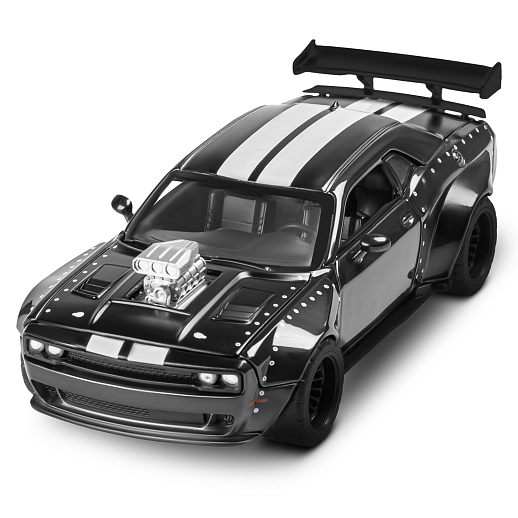 ТМ "Автопанорама" Машинка металлическая 1:36 2022 Dodge challenger SRT Jailbreak, черный, тюнинг, откр. двери, свободный ход колес, в/к 23,5*10*4 см в Джамбо Тойз #6