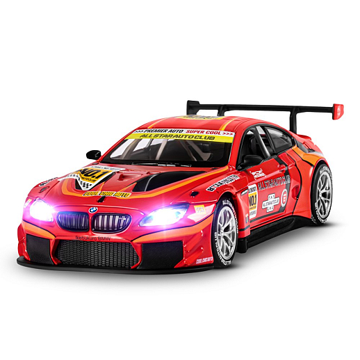 ТМ "Автопанорама" Машинка металлическая, 1:24 BMW M6 GT3, красный, откр. двери и капот, свет, звук, свободный ход колес, в/к 24,5х12,5х10,5 см в Джамбо Тойз #6