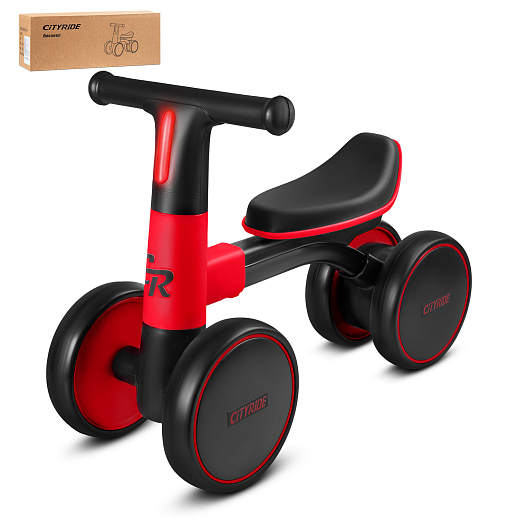 Беговел CITYRIDE, рама сталь, колеса пластик, музыка Шаинского, свет, красный-черный, в/к в Джамбо Тойз