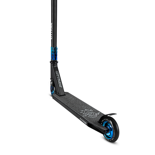 Трюковый самокат CITYRIDE, T-bar сталь 50*56см, дека алюм.50*10см, колеса PU 86A 100мм, пластик диск, вилка резьб., хомут 4б., сине-зеленый  в Джамбо Тойз #6