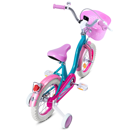 Велосипед двухколёсный CITYRIDE, модель CR-B2-09F7, рама сталь, колеса алюминий 14", пластиковая корзина, цвет голубой-розовый в Джамбо Тойз #5