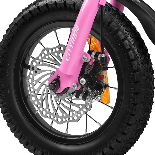 Велосипед двухколёсный CITYRIDE, модель CR-B2-07B, колеса 12", рама сталь, дисковые мех. тормоза, обода сталь, балансирные колёса, цвет розовый в Джамбо Тойз #4