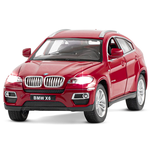 ТМ "Автопанорама" Машинка металлическая 1:26 BMW X6, бордовый, откр. двери, капот и багажник, свободный ход колес, в/к 24,5*12,5*10,5 см в Джамбо Тойз #6