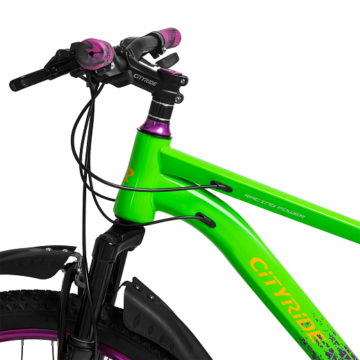 Велосипед CITYRIDE, модель CR-B2-SH07, колеса 24", рама сталь, переключение скоростей, двойные алюминиевые обода, аморт вилка, дисковые мех. тормоза, цвет белый-розовый в Джамбо Тойз #4