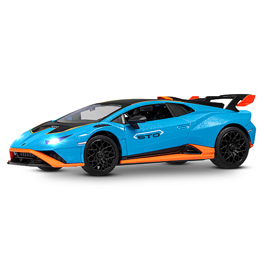 ТМ "Автопанорама" Машинка металлическая, 1:32 Lamborghini STO, голубой, принт, откр. двери и багажник, свет, звук, инерция, в/к 17,5*12,5*6,5 см в Джамбо Тойз #3