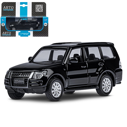 ТМ "Автопанорама" Машинка металлическая 1:43 Mitsubishi Pajero 4WD Turbo, черный, откр. двери, инерция, в/к 17,5*12,5*6,5 см в Джамбо Тойз