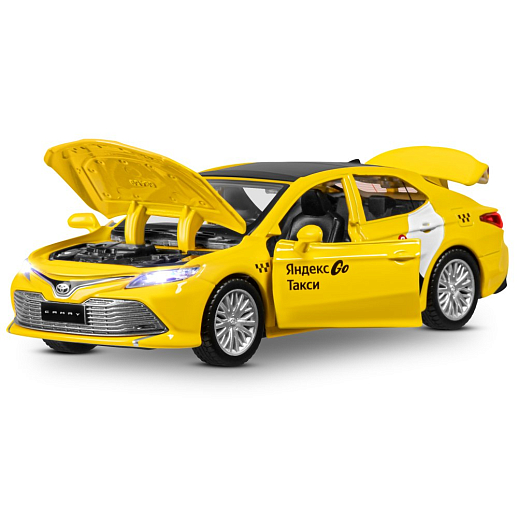 Яндекс Go машинка металлическая, 1:34 Toyota Camry, цвет желтый, инерция, свет, откр. двери, в/к 17,5*13,5*9 см в Джамбо Тойз #8