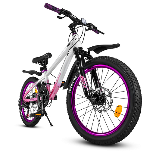 Велосипед двухколёсный CITYRIDE, модель CR-B2-12S, рама сталь, колеса 20" алюминиевые двойный обода, 21 скорость, амортизационная вилка, дисковые мех. тормоза, цвет белый-розовый в Джамбо Тойз #3