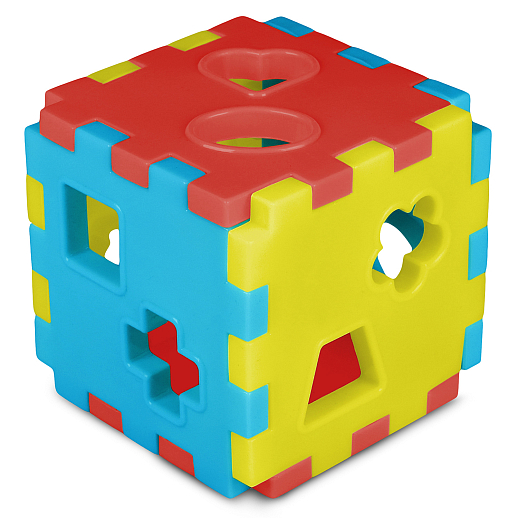 ТМ "Компания Друзей" Сортер КУБ, в сетке  желто-сине-красный, в сетке 10,5х10,5х10,5 см в Джамбо Тойз #5