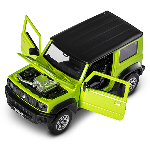 Машинка металлическая 1:32 Suzuki Jimny 2018, зеленый, тюнинг, откр. двери, свободный ход колес, в/к 23,5*10*4 см в Джамбо Тойз #12