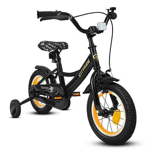 Велосипед двухколёсный CITYRIDE, модель CR-B2-04F7, рама сталь, колеса алюминий 12", цвет чёрный-оранжевый в Джамбо Тойз