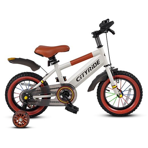 Велосипед двухколёсный CITYRIDE, модель CR-B2-07F52, колеса 12", рама сталь, колеса сталь, балансирные колеса со светом, маячок в заднем крыле, цвет белый в Джамбо Тойз #7