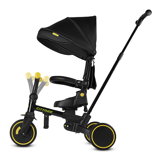 Детский трехколесный велосипед "CITYRIDE". Рама алюминий, может трансформироваться, подножки, колеса 8/7 EVA, капюшон, род. ручка,  персиковый в Джамбо Тойз #20