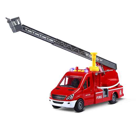 Фрикционная Пожарная машина с лестницей, стреляет водой,звук,свет,на бат.,в/к 33,5*13*18см в Джамбо Тойз #8