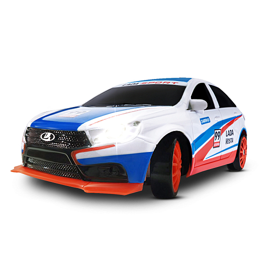AUTODRIVE Р/У Машина для дрифта Lada Vesta,М1:24,2.4GHz,4WD,свет фар,4 доп.колеса,конусы,в компл. 2 аккум.,USB кабель,цвет триколор,в/к 24,1*10,3*23,7см в Джамбо Тойз #4