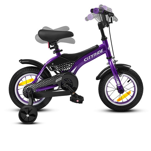 Детский велосипед "Cityride REVO", модель CR-B2-05, рама сталь, кожух цепи 100%, обода алюм. 12", втулки сталь, покрышки 2,125, страх. колеса, руль сталь. вынос сталь, задние ножные тормоза, передний клещевой, звонок, крылья пластик, отражатели пер/зад и на спицах, цвет фиолетовый в Джамбо Тойз #8