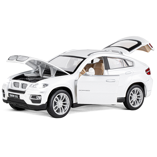 ТМ "Автопанорама" Машинка металлическая 1:32 BMW X6, белый, свет, звук, откр. двери, капот и багажник, инерция, в/к 17,5*13,5*9 см в Джамбо Тойз #5