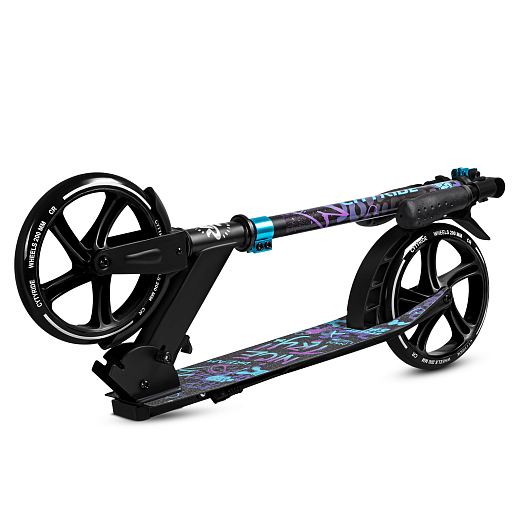 2хкол. самокат CITYRIDE 200, сталь 100%, грипсы 135мм TPR, колеса PU 200/200 мм. Черный в Джамбо Тойз #4