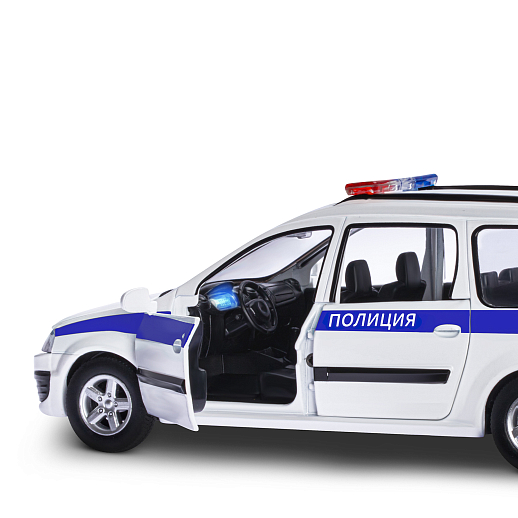Машинка металлическая Автопанорама, инерционная, коллекционная модель LADA LARGUS, масштаб 1:24, "Полиция", свет, звук, открываются 4 двери, капот, багажник, белый, в/к 24,5*12,5*10,5 см в Джамбо Тойз #13