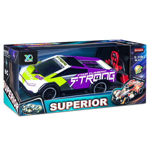 Р/у машина с 3D подсветкой корпуса, 4 канала, цвет салатовый/фиолет, в/к 30*13*13,5см в Джамбо Тойз #8