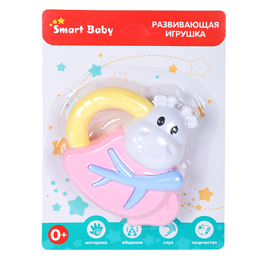 ТМ "Smart Baby" Развивающая игрушка "Бегемот" Розово-белый, на блистере 19х14х4 см в Джамбо Тойз #3