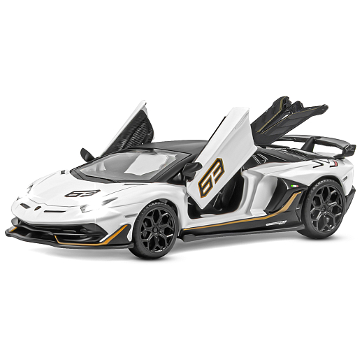 ТМ "Автопанорама" Машинка металлическая, 1:32 Lamborghini SVJ, белый, откр. двери и багажник, свет, звук, инерция,  в/к 17,5*12,5*6,5 см в Джамбо Тойз #6
