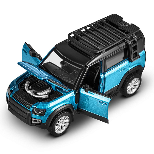 Машинка металлическая 1:43 2020 Land Rover Defender 110, синий, тюнинг, откр. двери, свободный ход колес, в/к 23,5*10*4 см в Джамбо Тойз #34