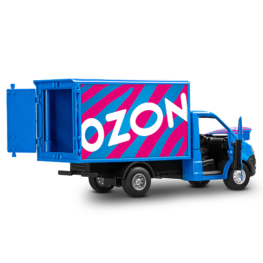 ТМ "Автопанорама" Машинка металлическая 1:28 ГАЗель NEXT OZON, синий, откр. двери, задняя дверка фургона, свет, звук, инерция, в/к 24*14*12 см в Джамбо Тойз #18