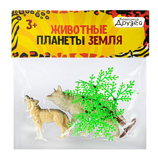 ТМ "КОМПАНИЯ ДРУЗЕЙ", серия "Животные планеты Земля", набор "Мама и малыш" Волки 2 шт (3 предмета) 7-12 см в/п 21х20 см в Джамбо Тойз #3