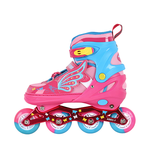 Коньки роликовые раздвижные, полиуретановые колеса, размер: 39-43, цвет: розовый в Джамбо Тойз #3