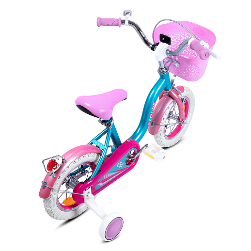 Велосипед двухколёсный CITYRIDE, модель CR-B2-09F7, рама сталь, колеса алюминий 12", пластиковая корзина, цвет голубой-розовый в Джамбо Тойз #3