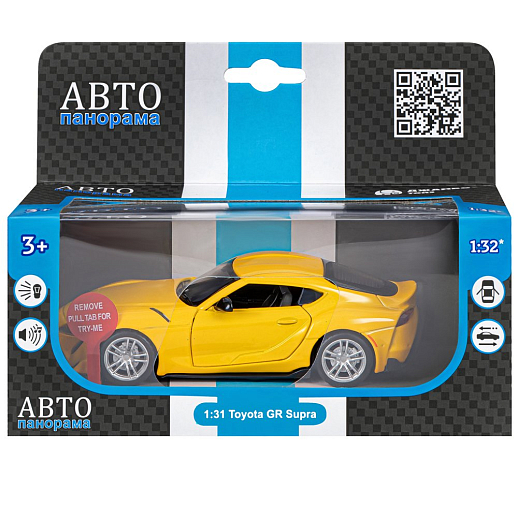 ТМ "Автопанорама" Машинка металлическая 1:31 Toyota Supra [US], желтый, откр. двери, свет, звук, инерция в/к 17,5*13,5*9 см в Джамбо Тойз #3