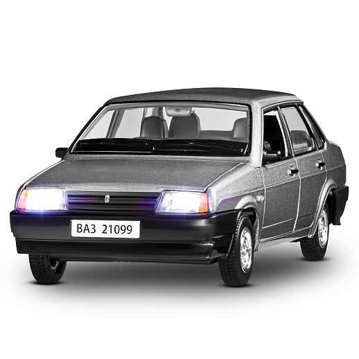 Машинка металлическая Автопанорама, коллекционная модель ВАЗ 21099, масштаб 1:22, свет, звук, открываются двери, капот и багажник, серый перламутр, в/к 24,5*12,5*10,5 см в Джамбо Тойз #6
