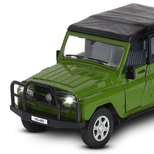 Игрушка для детей: Машинка металлическая 1:24 УАЗ, цвет зеленый хаки, свет, звук, инерция, артикул JB1251784 в Джамбо Тойз #9