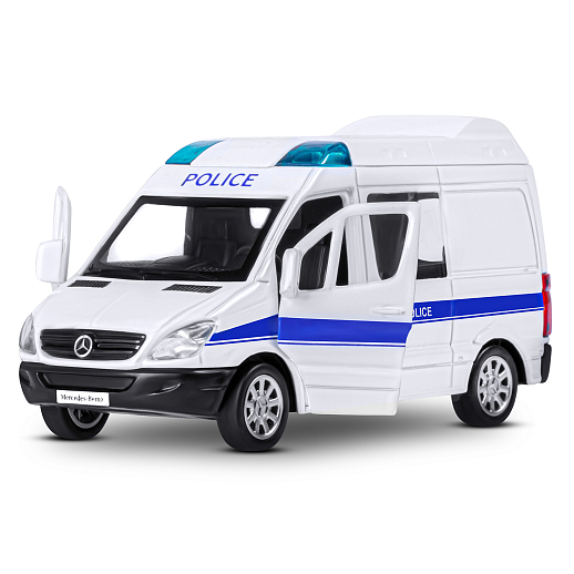 ТМ "Автопанорама" Машинка металлическая 1:53 Mercedes-Benz Sprinter, полиция, откр. двери, инерция, в/к 17,5*12,5*6,5 см в Джамбо Тойз #6