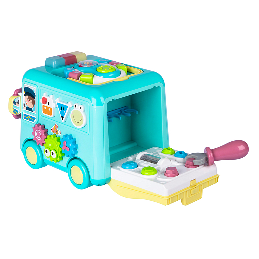 ТМ "Smart Baby" Развивающая игрушка "Автобус" цвет бирюзовый, Шаинский, 57 звуков, стихов, мелодий, песен. Сказки и загадки. Свет, звук, регулирующаяся громкость, в/к 31х22,5х23,5 см в Джамбо Тойз #16