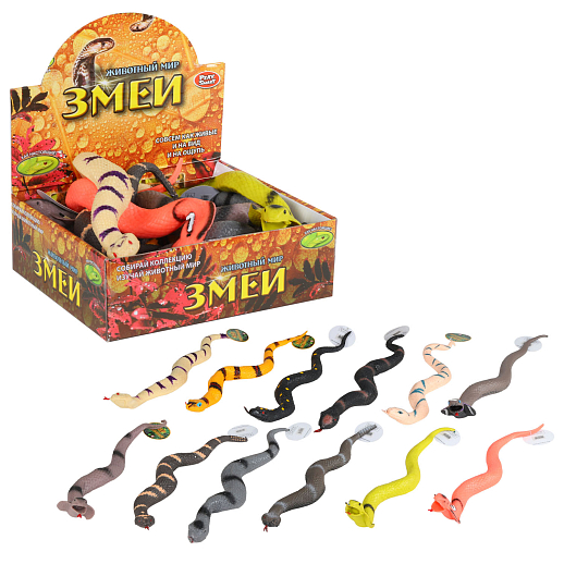 Набор игрушек-тянучек "Змеи" в ассортименте, 12шт/упак, в/к 22*20*7 см в Джамбо Тойз
