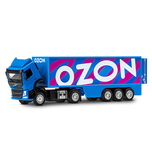 Игрушка для детей: Машинка металлическая 1:50 Volvo OZON, цвет синий, откидывается кабина, свет, звук, свободный ход колес, артикул JB1251739 в Джамбо Тойз #7