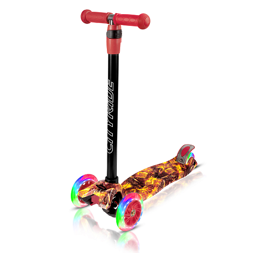 Самокат трехколесный CITY-RIDE (пакет). Руль телеск. сталь. с резин.рукояткой. Дека: PP+нейлон гидрографика, размеры 55*14 см. Колеса: 120/76(х2) PU со светом. Подшипник: Аbec-5 Максимальная нагрузка: 35кг. Возраст: от 3 лет. в Джамбо Тойз #6