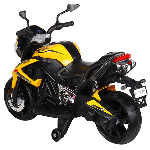 Мотоцикл двухколесный на аккум.2*6V4Ah. USB, MP3, колеса пластик, 2 двигателя*390W, свет LED.  Размер мотоцикла 116*57*77см вес мотоцикла 14кг. Цвет желтый в Джамбо Тойз #4