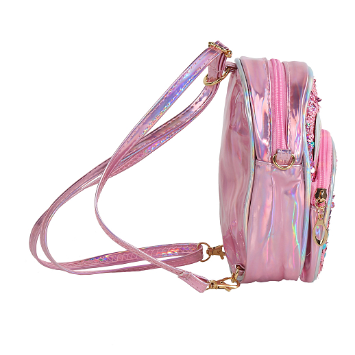 Рюкзачок детский для девочек с пайетками "Мишка", с внешним карманом на молнии, цвет светло-розовый "металлик", 17*18*4 см в Джамбо Тойз #4