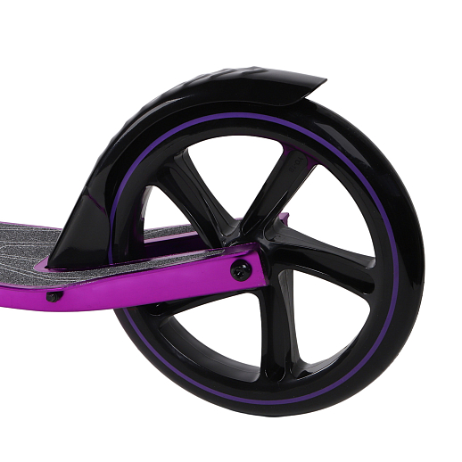 Двухколесный самокат CITYRIDE 200, ал. 50/50%, t-bar сталь, грипсы 135мм TPR, колеса PU 200/200, 86A, подножка, abec 9,  цвет Фиолетовый в Джамбо Тойз #6