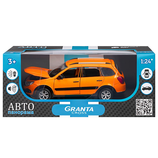 Машинка металлическая Автопанорама, инерционная, коллекционная модель LADA GRANTA CROSS, масштаб 1:24, свет, звук, открываются 4 двери, капот, багажник, оранжевый перламутр, в/к 24,5*12,5*10,5 см в Джамбо Тойз #6