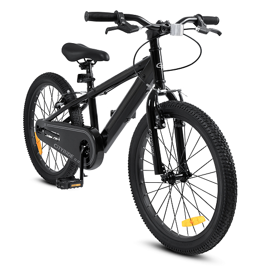 Велосипед двухколесный CITYRIDE, модель CR-B2-10FU, рама сталь, колеса алюминий 20", v-brake тормоза, встроенная в раму подсветка, подножка, цвет чёрный в Джамбо Тойз #13