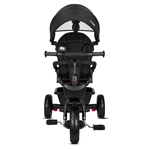 Детский 3хкол. велосипед ”CITYRIDE“ Рама сталь, колясочная крыша, ручка управления с подстаканником, корзина. Колеса EVA 10/8, подножки-педали. Бампер безопасности. Тормоз на задних колесах. Черный в Джамбо Тойз #7