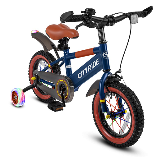 Велосипед двухколёсный CITYRIDE, модель CR-B2-07F52, колеса 12", рама сталь, колеса сталь, балансирные колеса со светом, маячок в заднем крыле, цвет синий в Джамбо Тойз #2