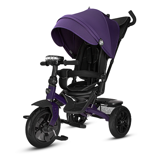 Детский трехколесный велосипед с ручкой CITY-RIDE LUNAR. Поворотное сиденье 360, складная крыша D600, подножки, надувные колеса 12/10, фара в Джамбо Тойз